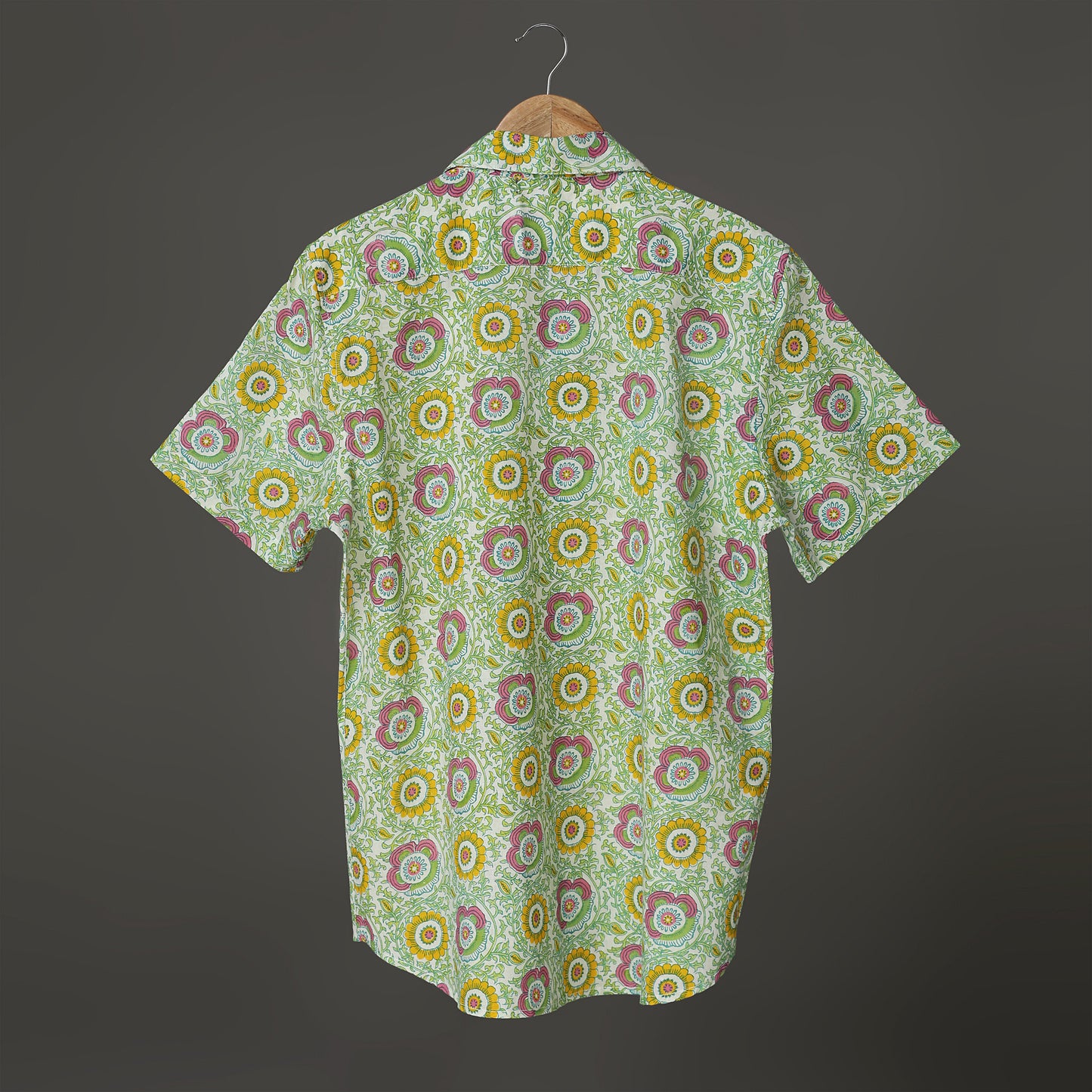 Hand Block Printed Cotton Shirt – Floral Mughal Motif | The Royal Threads