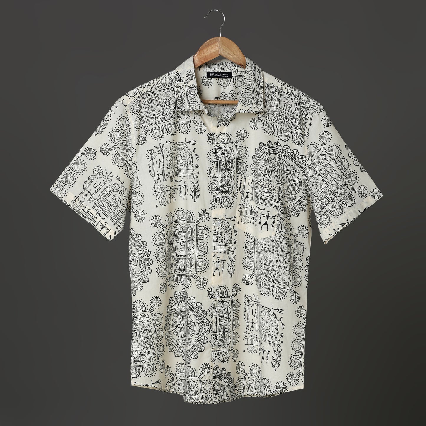 Boho Mandala Block Print Ethnic Casual Men Shirt with Short Sleeves made with Premium Soft Cotton