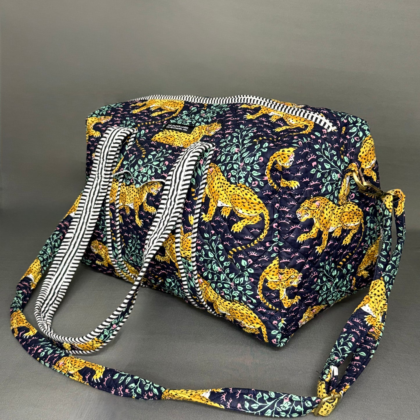 Wild Safari Hand Block Printed Purple Cotton Duffle Bag