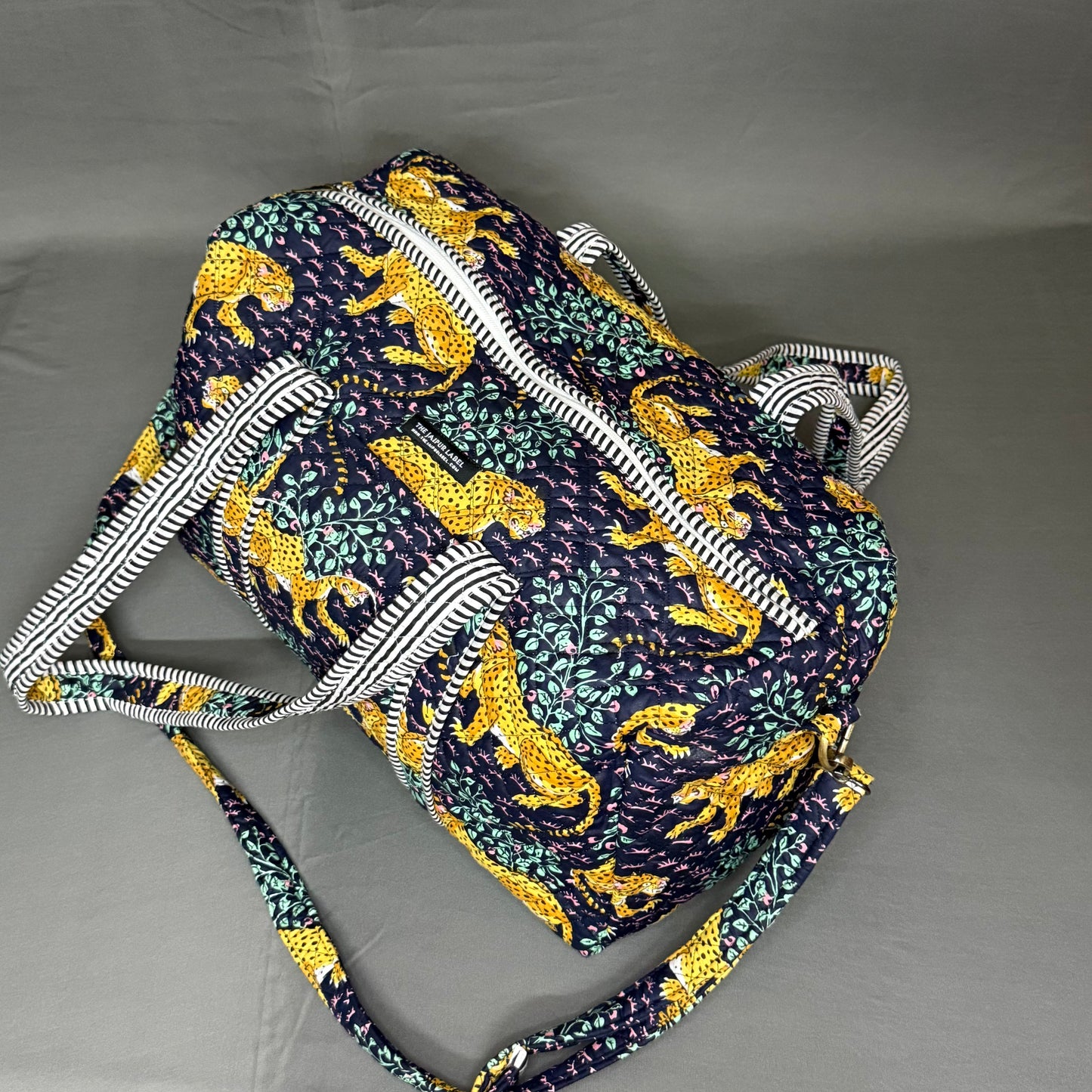 Wild Safari Hand Block Printed Purple Cotton Duffle Bag