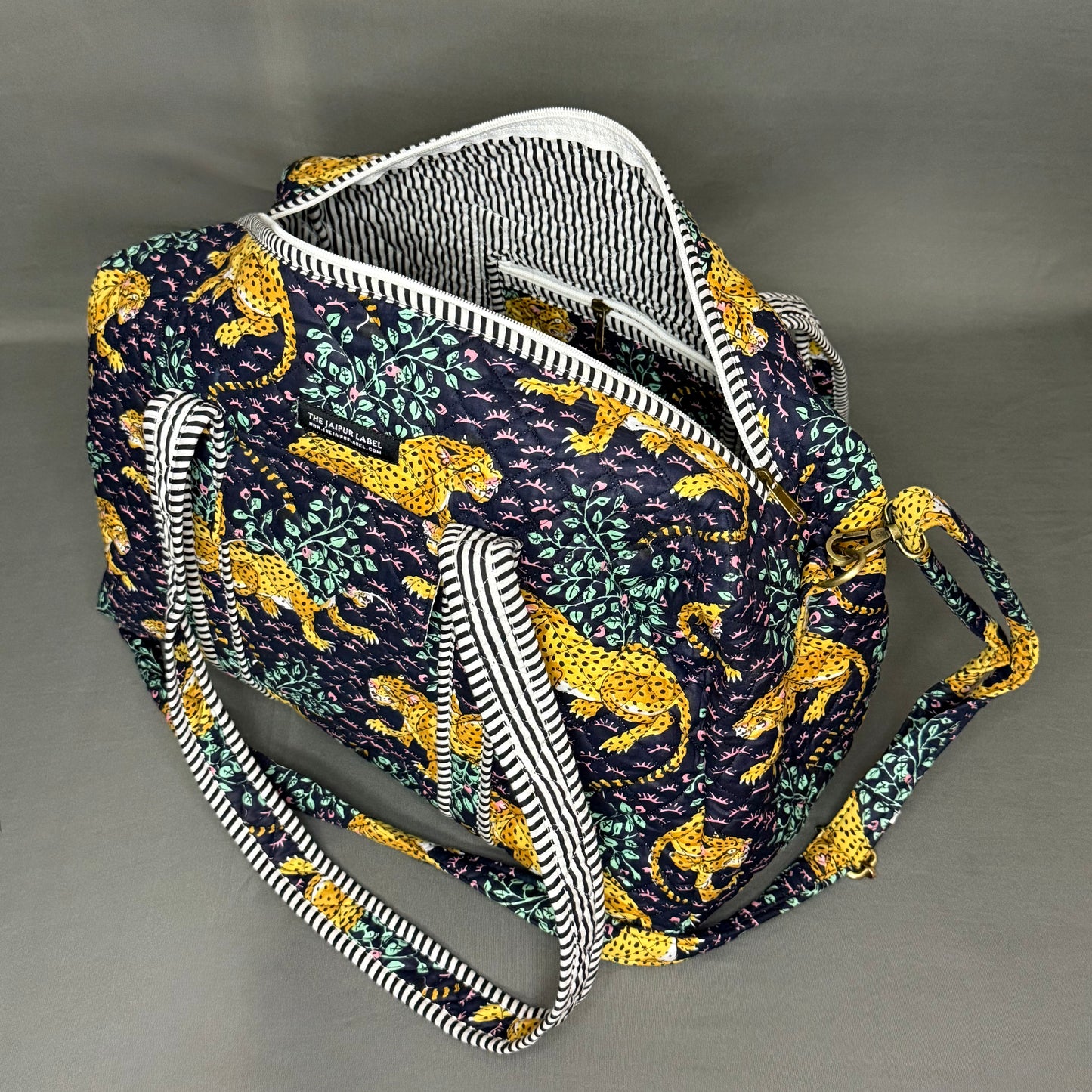 Wild Safari Hand Block Printed Purple Cotton Duffle Bag
