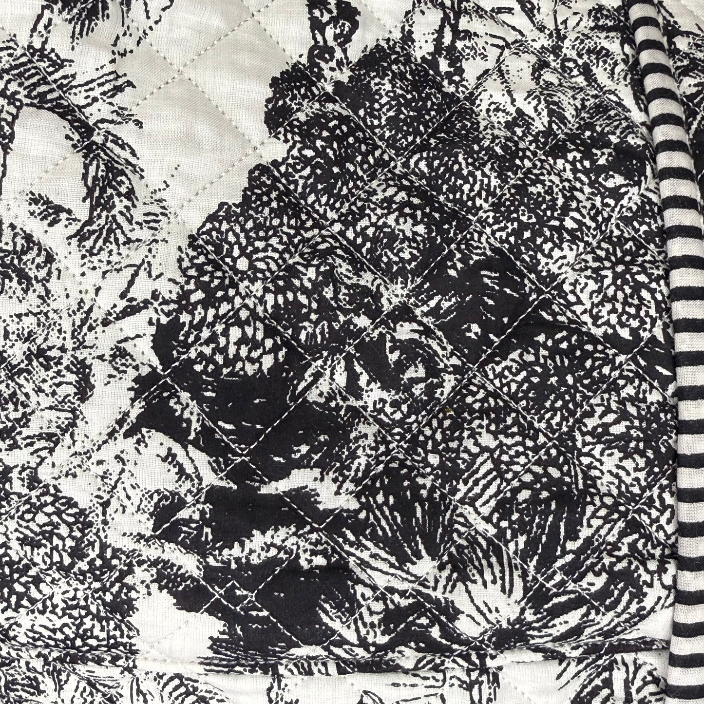 Black & White Jaipur Jungle Theme Quilted Block Print Duffle Bag