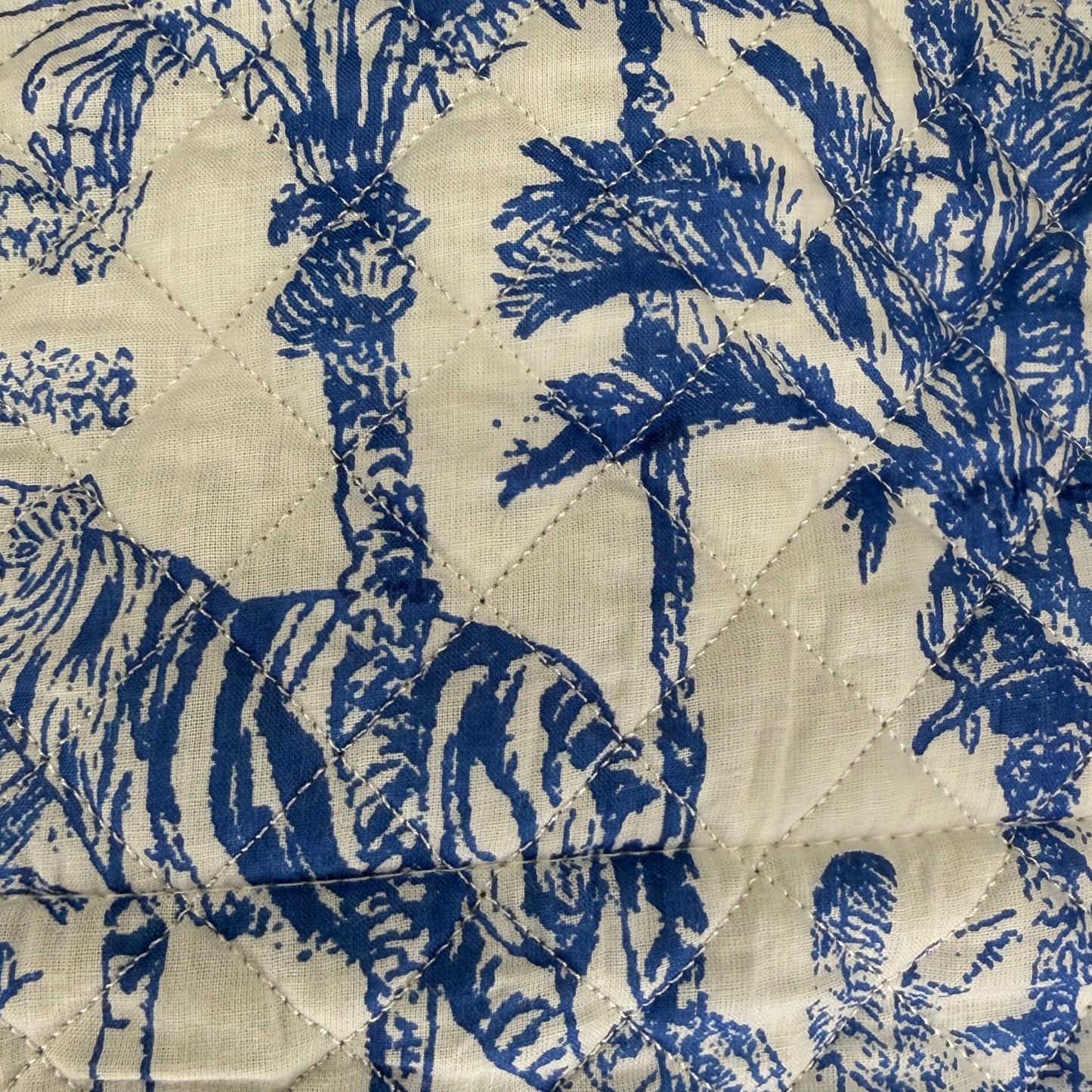 Blue & White Jungle Print Designer Block Print Cotton Duffle Bag