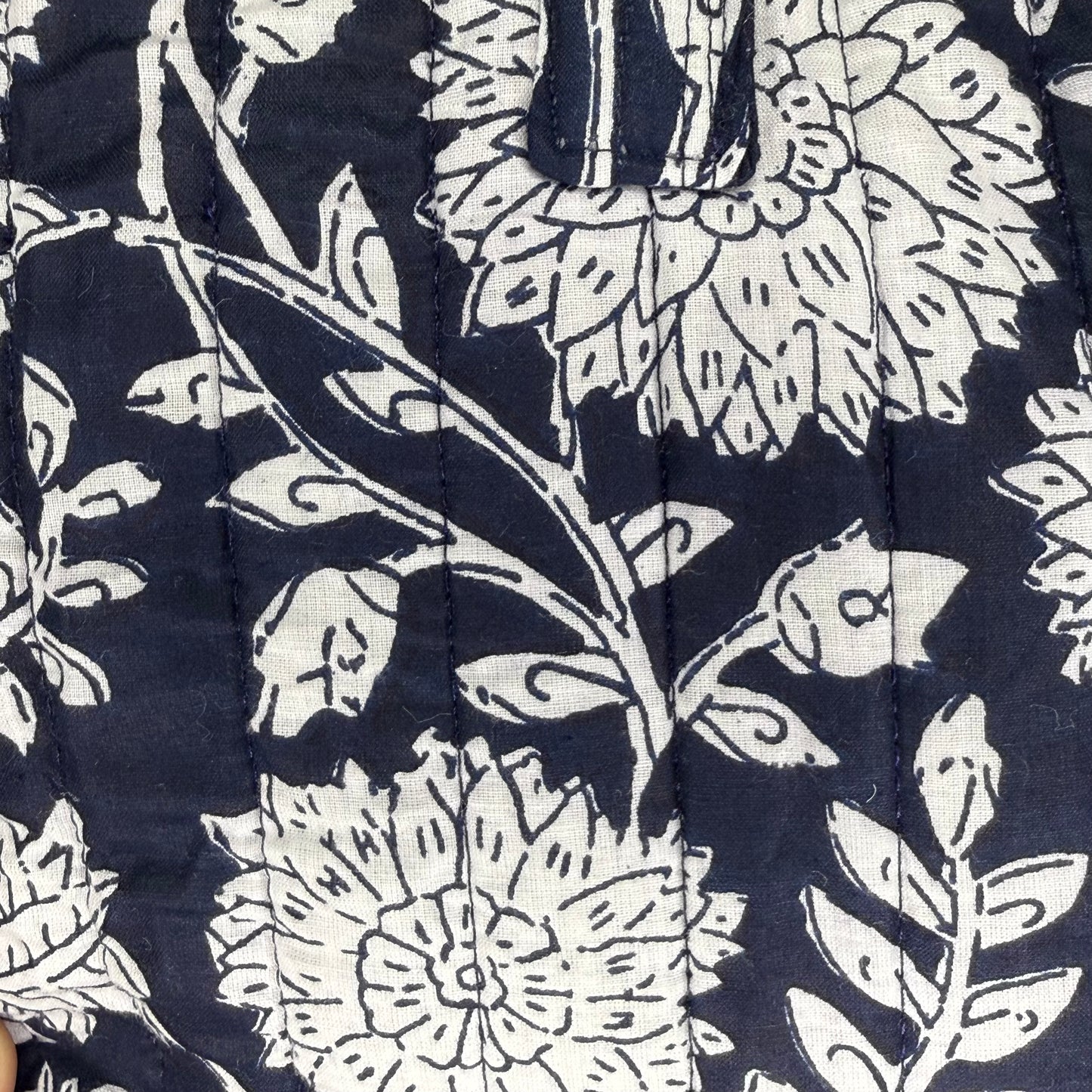 Midnight Bloom Pure Cotton Blue & white Floral Duffle Bag