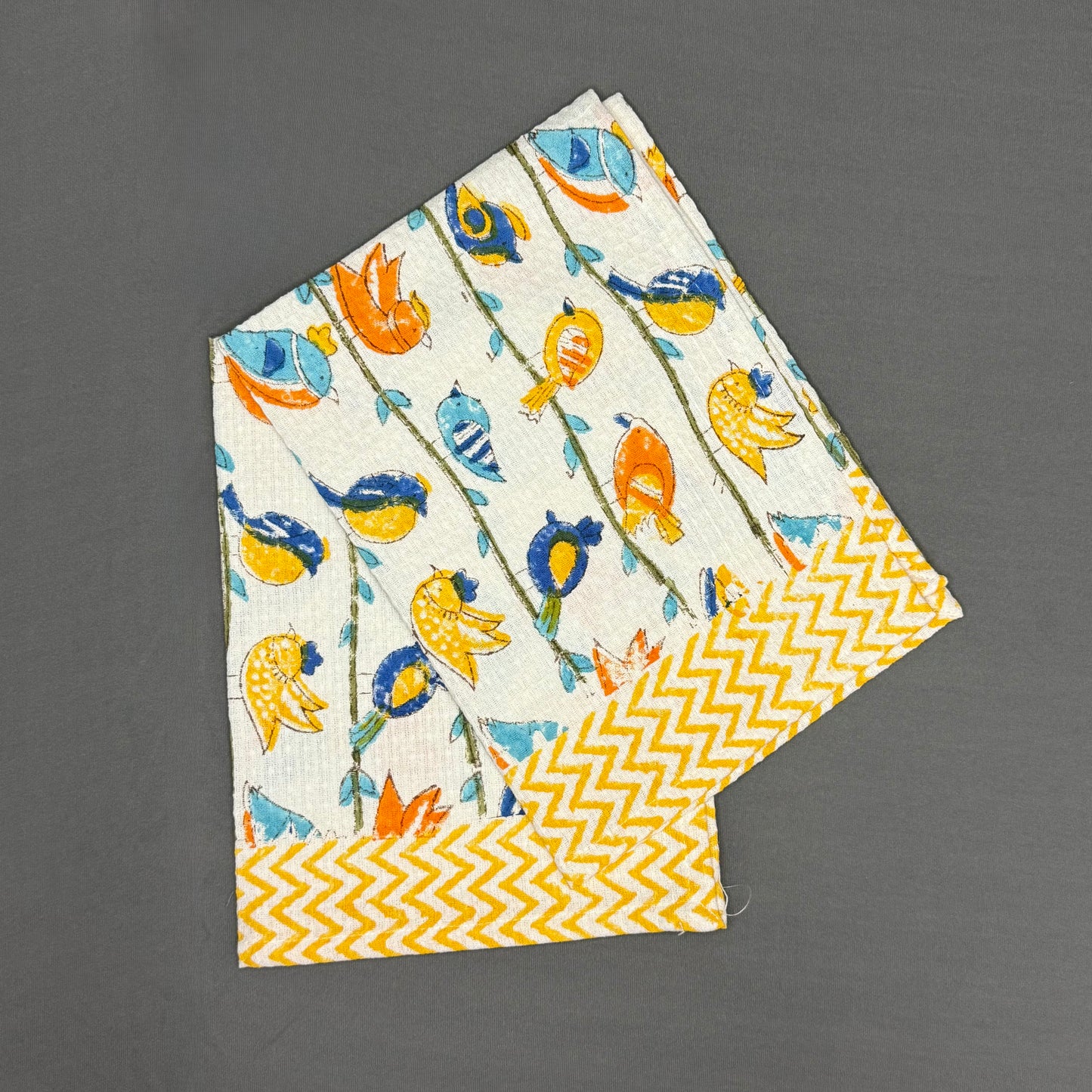 Colorful Birds Hand Block Printed Towel Set – Cotton | Waffle Weave | Jaipur VanPhool Collection