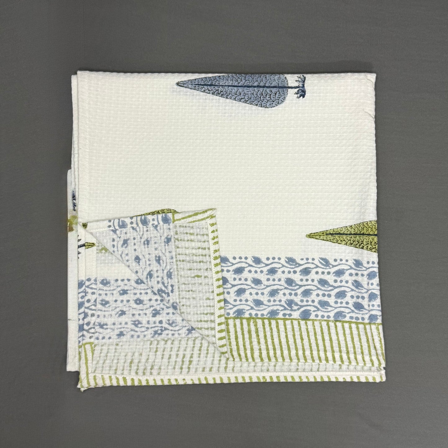 Elegant Peacock Garden Towel Set – Hand Block Printed Cotton | Jaipur Van Phool Collection 2025