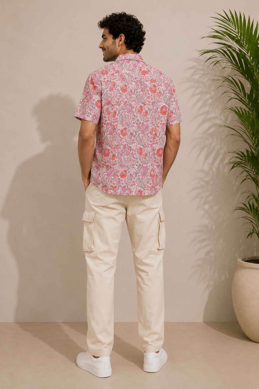 Hand Block Printed White Multi Floral Cotton Shirt for Men | Handcrafted Casual and Vacation Wear Summer Shirt