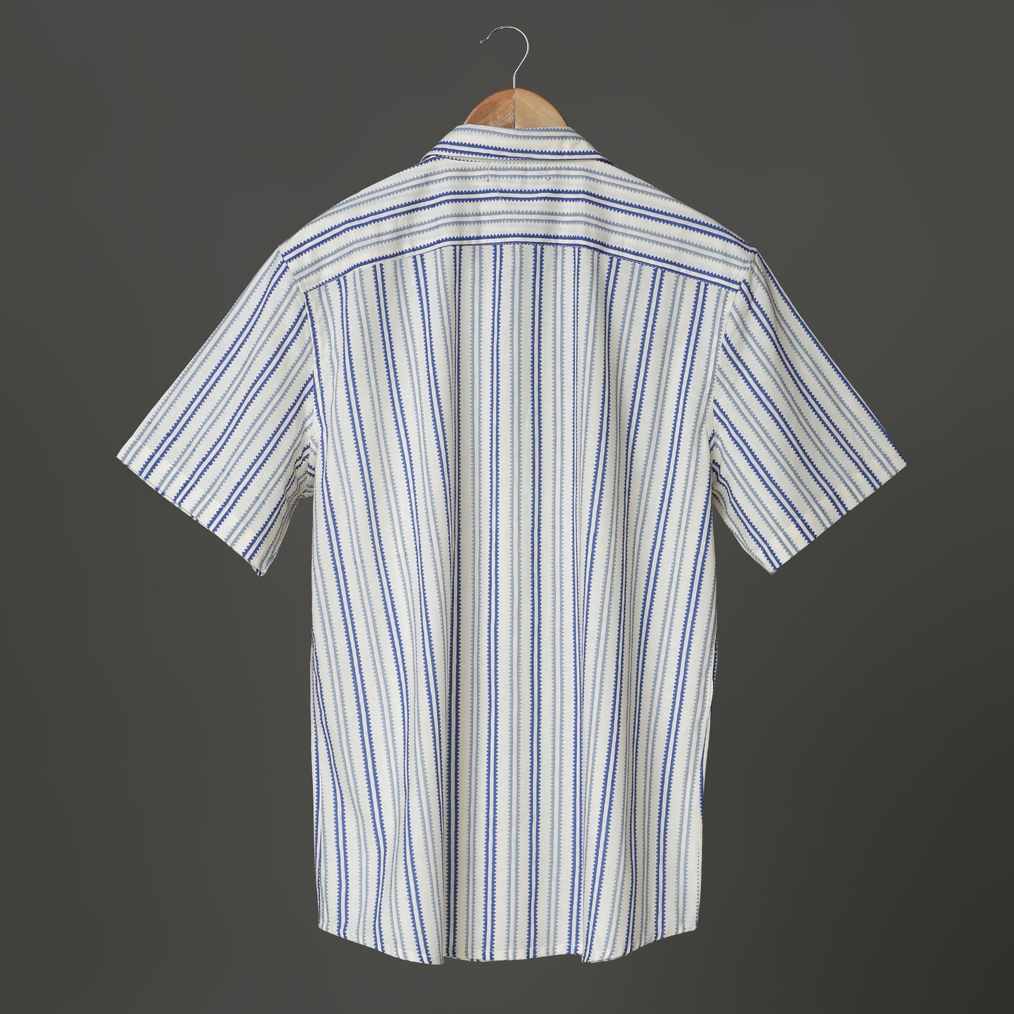 Men’s Cotton Striped Shirt – Blue & White Short Sleeve Casual Shirt | Soft Summer Wear