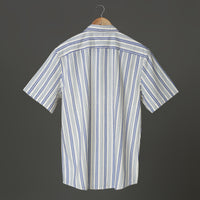 Yellow Orange Floral Block Print Cotton Shirt for Men