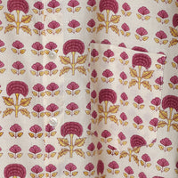 Maroon Mustard Tree Block Print Cotton Shirt for Men