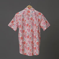 Hand Block Printed White Multi Floral Cotton Shirt for Men | Handcrafted Casual and Vacation Wear Summer Shirt