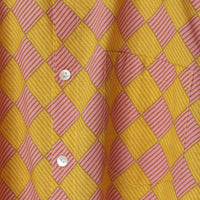 Retro Yellow & Pink Check Block Print Cotton Shirt for Men