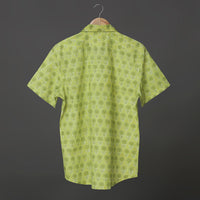Green Rose Block Print Premium Cotton Shirt for Boy