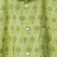 Green Rose Block Print Premium Cotton Shirt for Boy