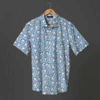 Hand Block Printed Blue & White Block Printed Cotton Shirt Cotton Block Print Shirt | Casual and Vacation Wear Shirt