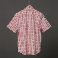 Pink Sanganeri Pine Floral Block Print Cotton Shirt for Men