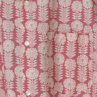 Pink Sanganeri Pine Floral Block Print Cotton Shirt for Men