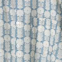 Sky Blue Block Printed Cotton Short Sleeve Shirt for Men