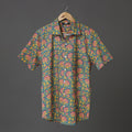 Men’s Casual Bold Floral Block Print Shirt – Pink & Yellow on Teal | Jaipur Royal Threads Cotton