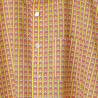 Yellow Printed Cotton Shirt with Red & White Block Motif for Men