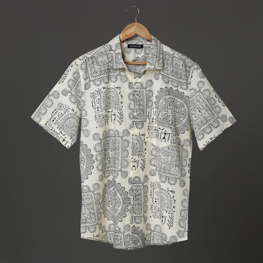 Boho Mandala Block Print Ethnic Casual Men Shirt with Short Sleeves made with Premium Soft Cotton