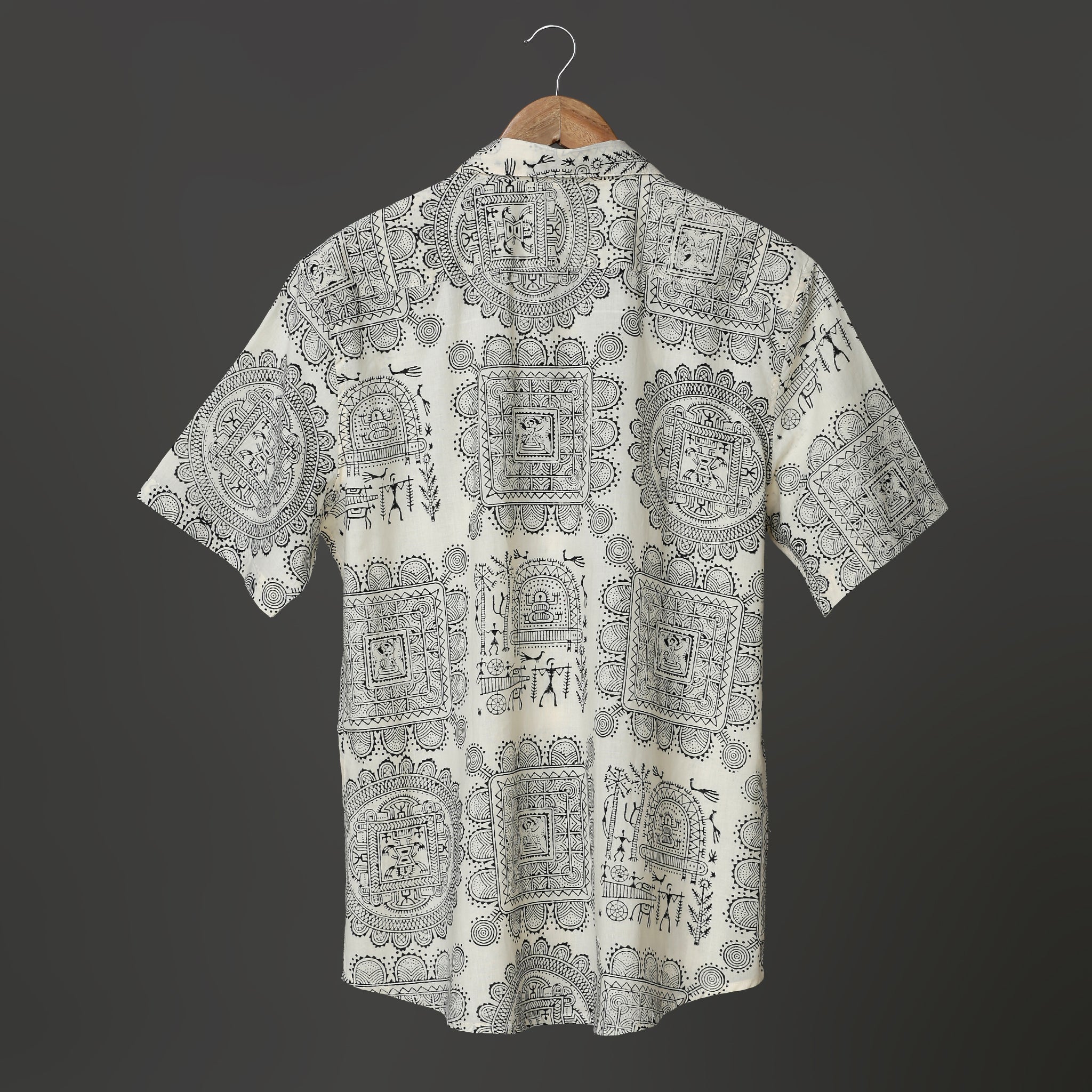 Boho Mandala Block Print Ethnic Casual Men Shirt with Short Sleeves made with Premium Soft Cotton