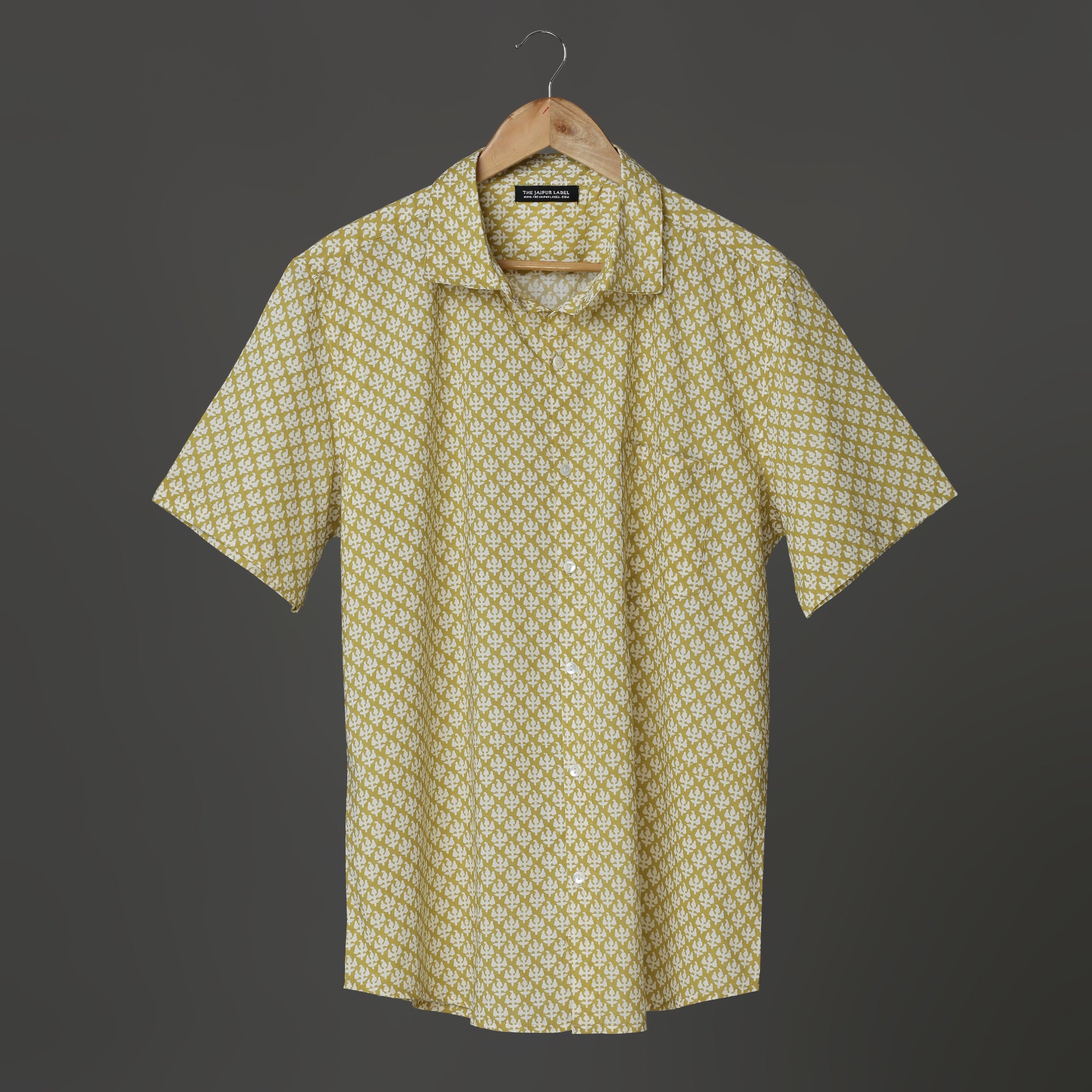 Mustard Color Short Sleeve Boys Shirt Ideal for Daily wear Hand Block Printed