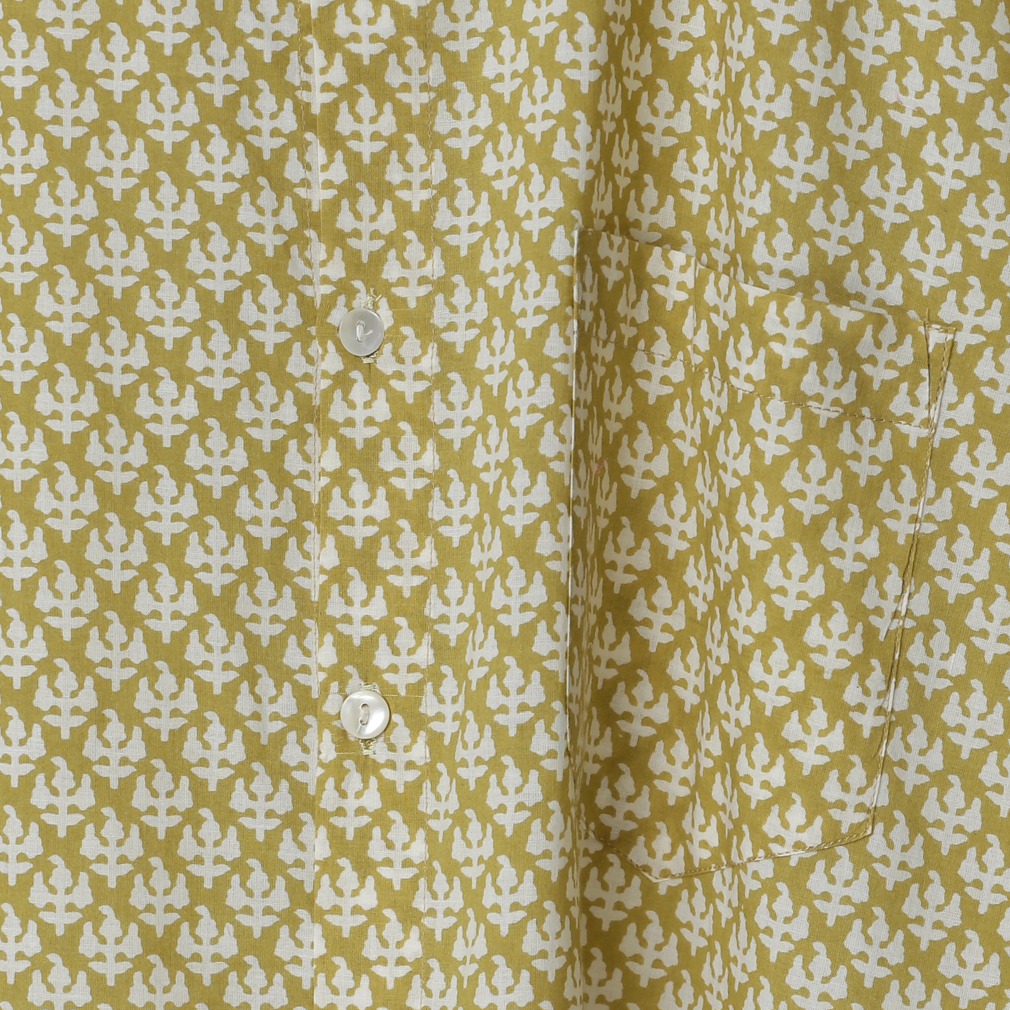 Mustard Color Short Sleeve Boys Shirt Ideal for Daily wear Hand Block Printed