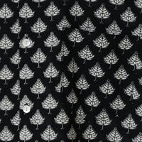 Hand Block Printed Black & White Leaf Cotton Shirt for Men| Handcrafted Casual and Vacation Wear Summer Shirt