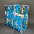 Blue Color Jungle print cotton quilted Tote Bag