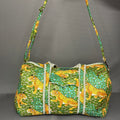 Hand Block Printed Jungle Duffle Bag – Green Cheetah Print Cotton Travel Bag