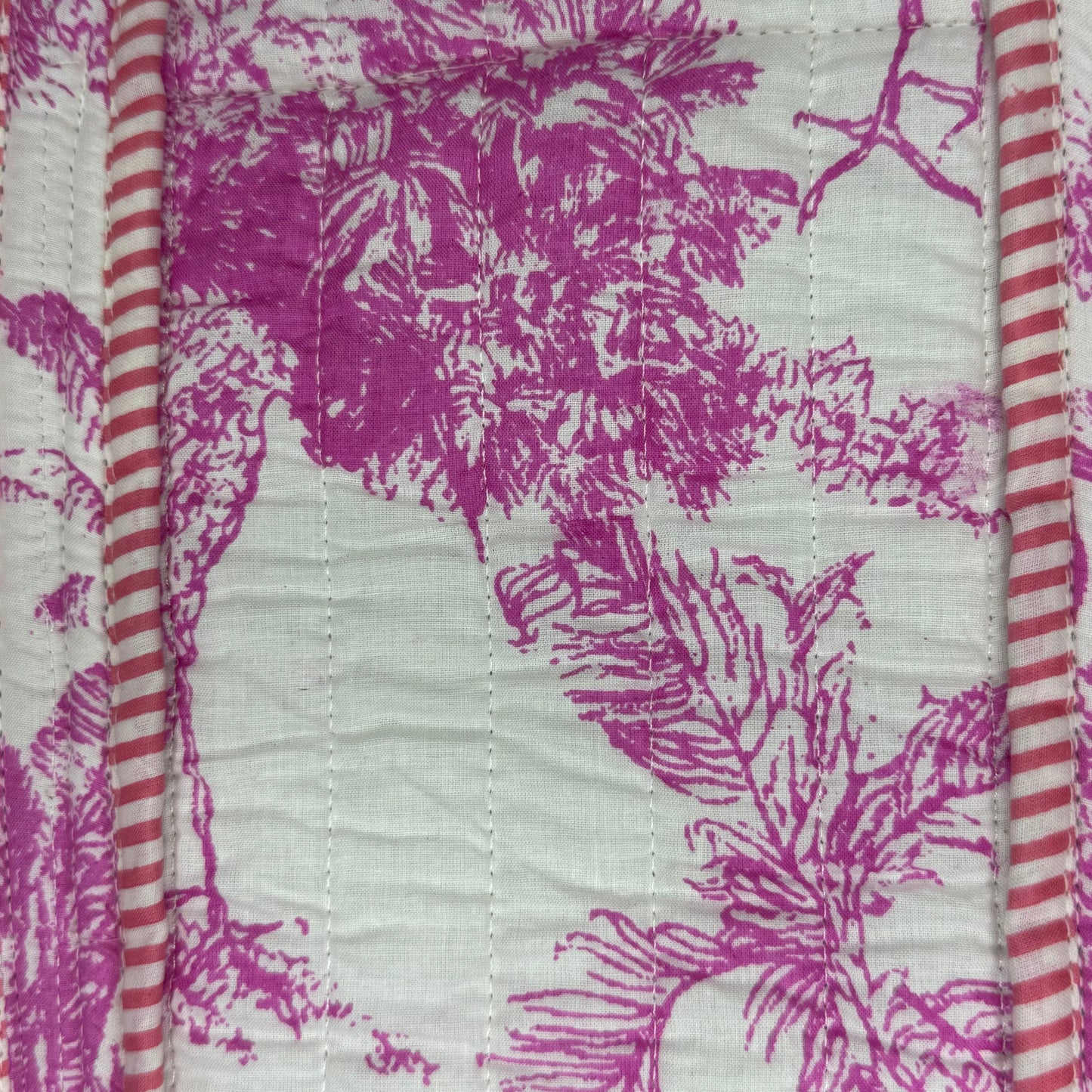 Jaipur Jungle print bright Pink color cotton quilted Duffle bag