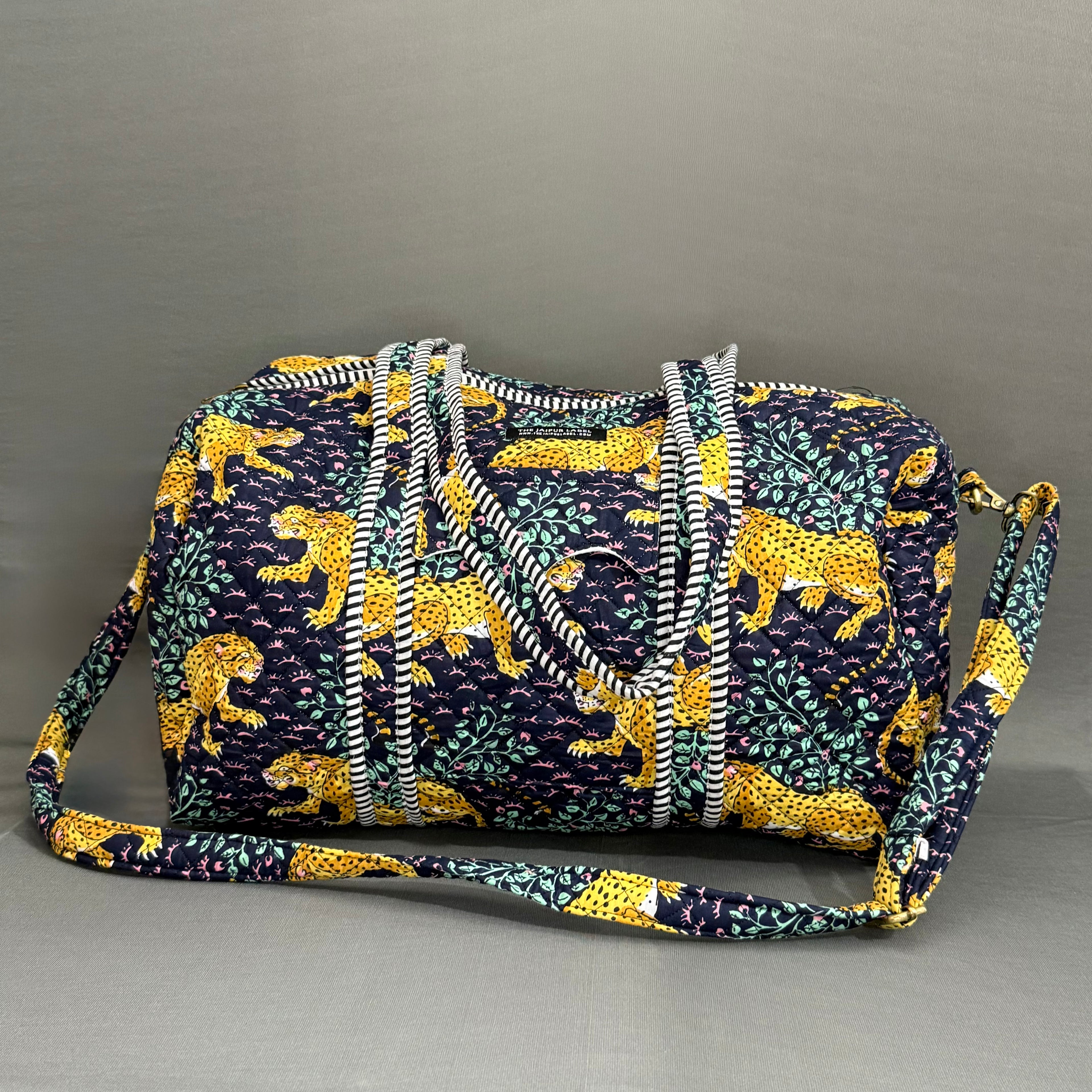 Wild Safari Hand Block Printed Purple Cotton Duffle Bag