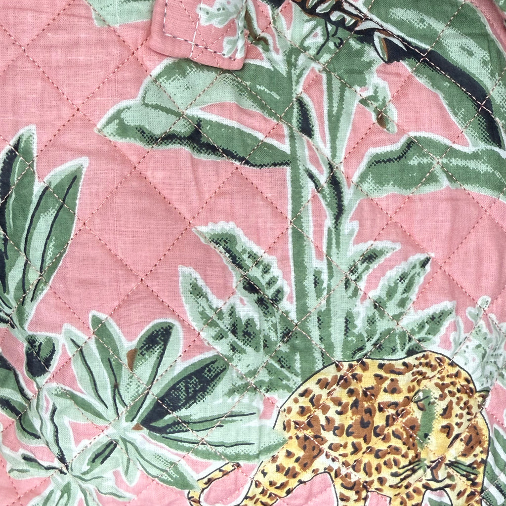 Hand Block Printed Jungle Duffle Bag – Green & Pink jungle Theme