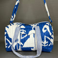 Blue White Ikkat Print Cotton Block Print Duffle Bag