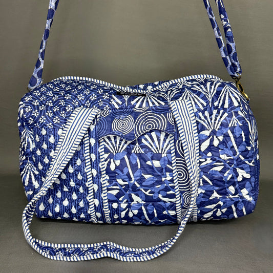 Indigo Blue Block Printed patch style Pure Cotton Duffle Bag