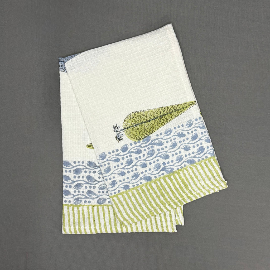 Elegant Peacock Garden Towel Set – Hand Block Printed Cotton | Jaipur Van Phool Collection 2025