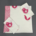 Gulmor Chirp Towel Set – Hand Block Bird Print | Jaipur Van Phool Collection 2025