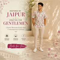 Hand Block Printed Cream & Pink Floral Cotton Shirt for Men | Handcrafted Casual and Vacation Wear Shirt