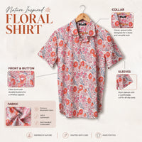Hand Block Printed White Multi Floral Cotton Shirt for Men | Handcrafted Casual and Vacation Wear Summer Shirt