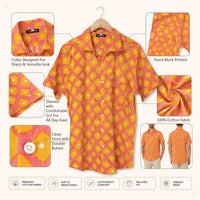 Hand Block Printed Pink Bandhej Shirt for Men | Handcrafted Casual and Vacation Wear Summer Shirt