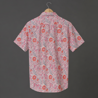 Hand Block Printed White Multi Floral Cotton Shirt for Men | Handcrafted Casual and Vacation Wear Summer Shirt